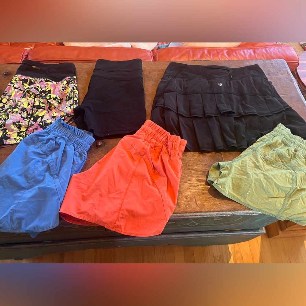 Lululemon Bundle 5 shorts and 1 skirt. Mixed lot size 4 and 6